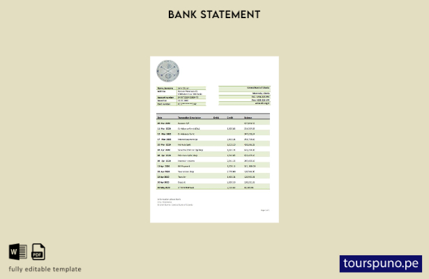 listo para imprimir Liberia, plantilla de Word   extracto bancario del Banco Cen